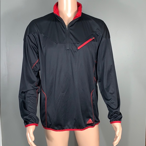 adidas Other - Adidas Mens Black/Red Athletic Quarter Zip SZ.L